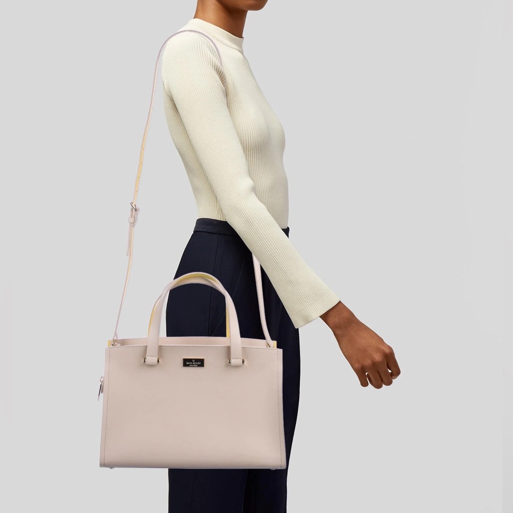 Kate Spade Arbour Hill Caley Almond & Pink Leather Handbag with Shoulder Strap